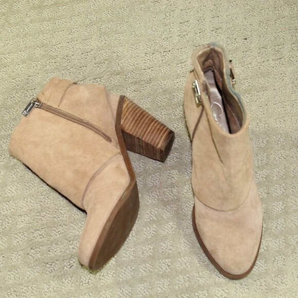 Jessica Simpson Cassley Women Size 6.5M Brown Taupe Leather Ankle Boots - Picture 1 of 6